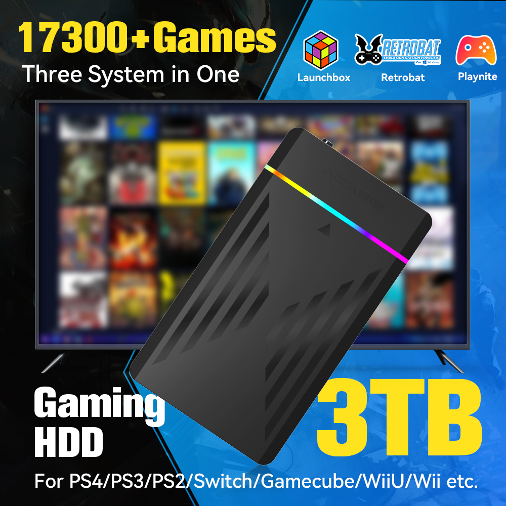 Retro Gaming Kiosk - 3TB Portable Gaming HDD LaunchBox/Retrobat/Playnite Retro
