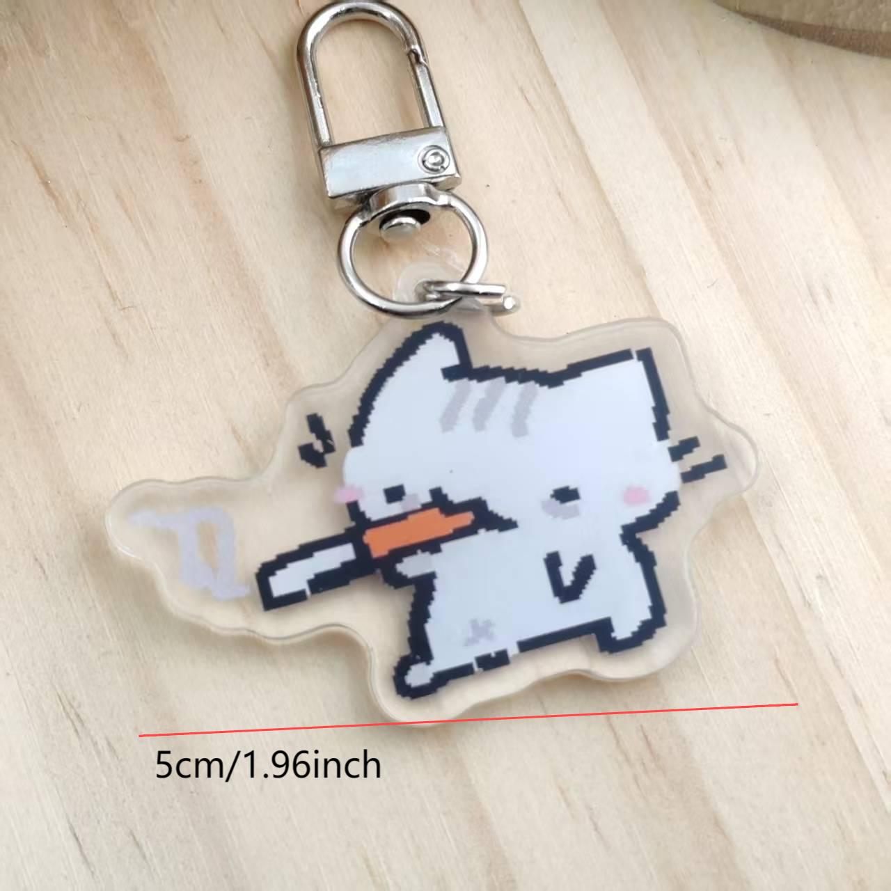 2d Flat Pixel Cat Keychain - G - Retro Gaming Gifts recension och pris
