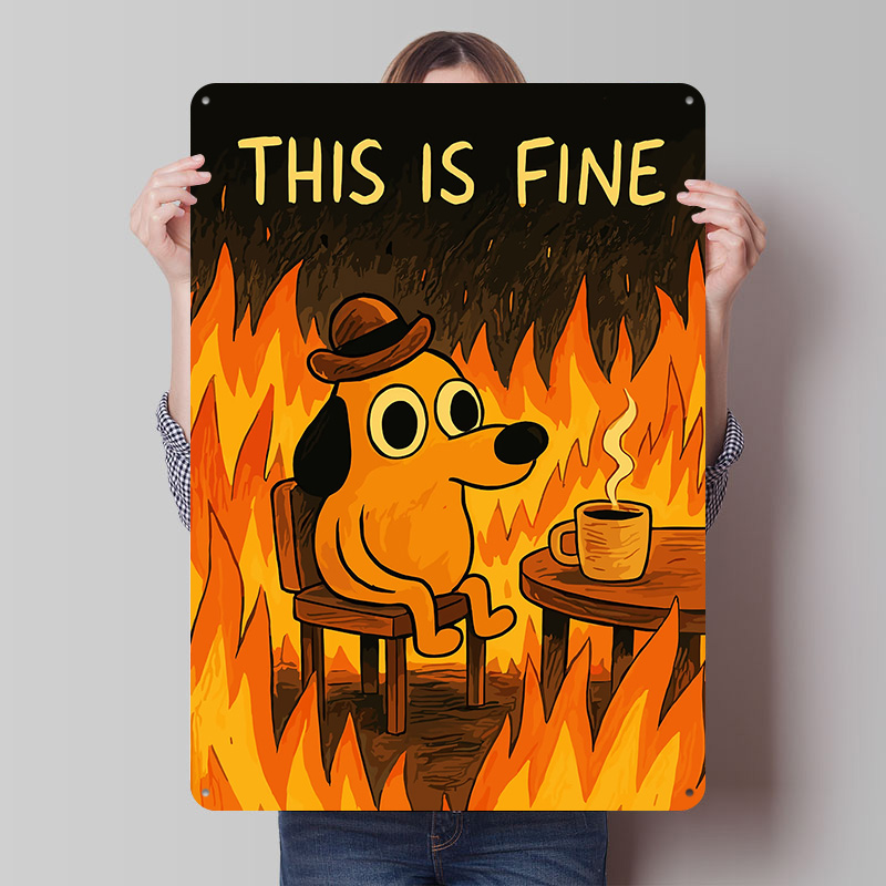 This Is Fine Dog Meme Metal Po - Retro Gaming Meme recension och pris