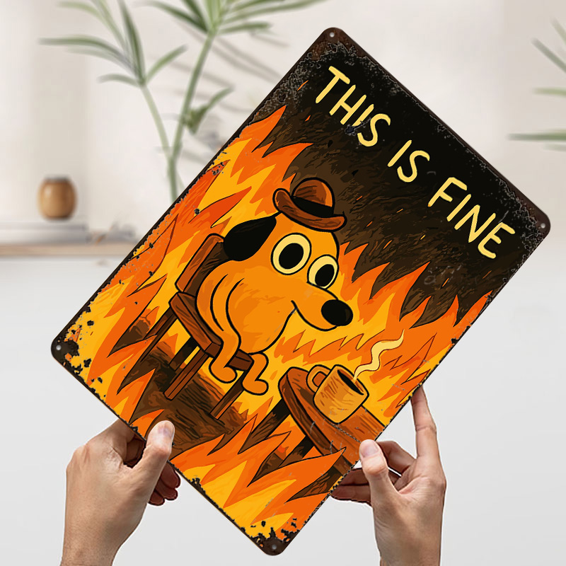 This Is Fine Dog Meme Metal Po - Retro Gaming Meme recension och pris