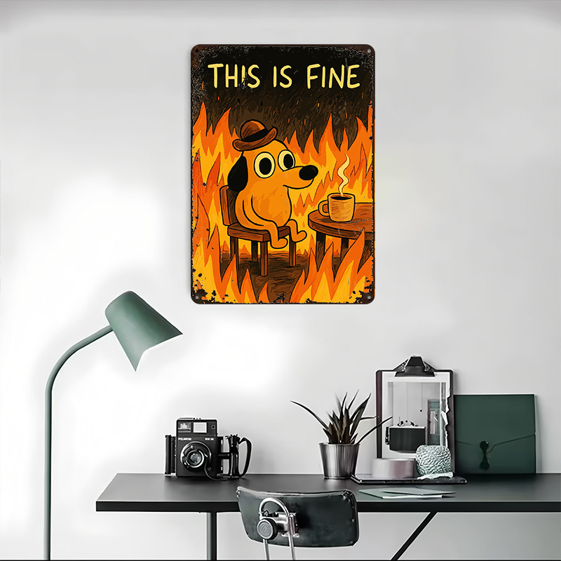 This Is Fine Dog Meme Metal Po - Retro Gaming Meme recension och pris